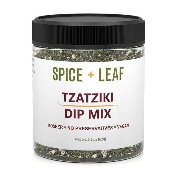 Premium Tzatziki Dip Mix by Spice + Leaf - Vegan Middle Eastern and Greek Spice Blend, 2.2 oz