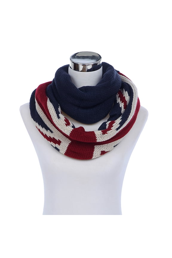 Premium UK British Flag Union Jack Winter Knit Infinity Loop Circle Scarf