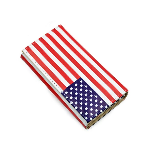 Premium US UK Flag City Print PU Leather Continental Wallet, US Flag