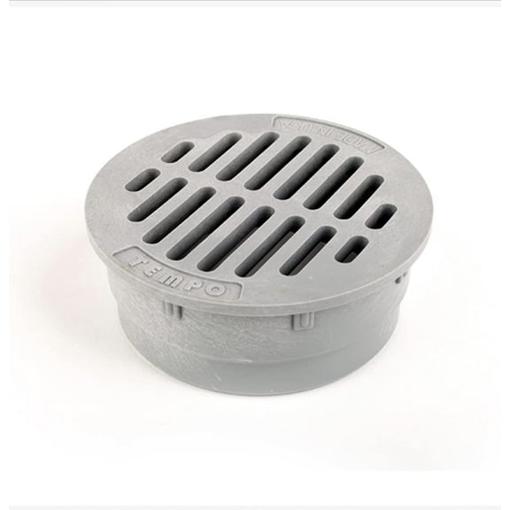Premium USA Made 4" Inch Grey Outdoor Round Flat Drain Grate Cover - Fits All 4" Inch Sewer & Drain Pipe / Fittings, Also Fits Triple Wall Pipe & Corrugated Landscape Pipe 4" (Grey)