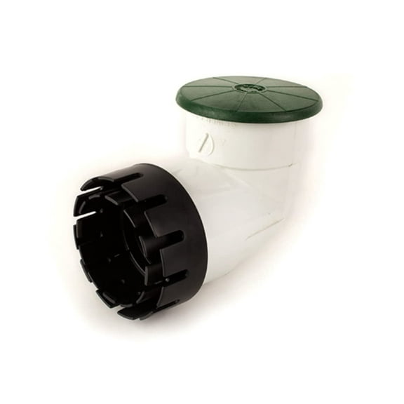 Premium USA Made Pop-Up Drainage Emitter, For 3 in. & 4 in. Drain Fittings, Green Plastic - For Outdoor Landscape Drain Pipe (Valve + Elbow + Adapter)