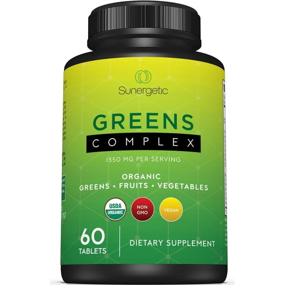 Premium USDA Organic Greens Superfood Tablets  Greens Superfood Powder Includes Veggies, Fruits & Polyphenols  Daily Greens Superfood Powder Supplement 60 Greens Tablets