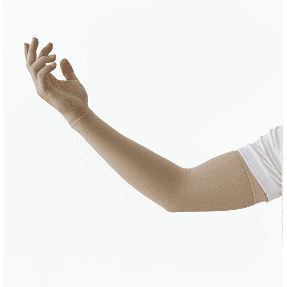 Premium UVProtective Golf Sheer Arm Sleeves for Women "MADE IN KOREA", Lightweight Thin Breathable Quick Drying, Cooling, Washable, Slip Resistant, Sheer Natural (Small to Medium)