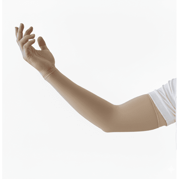 Premium UVProtective Golf Sheer Arm Sleeves for Women "MADE IN KOREA", Lightweight Thin Breathable Quick Drying, Cooling, Washable, Slip Resistant, Sheer Natural (Large to X-Large)