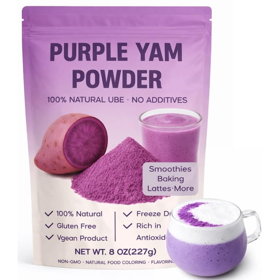 Premium Ube Powder 8oz/227g GGA1 - 100% Natural Purple Yam Powder for Baking, Latte, Natural Food Coloring for Ice Cream, Boba, Gluten-Free