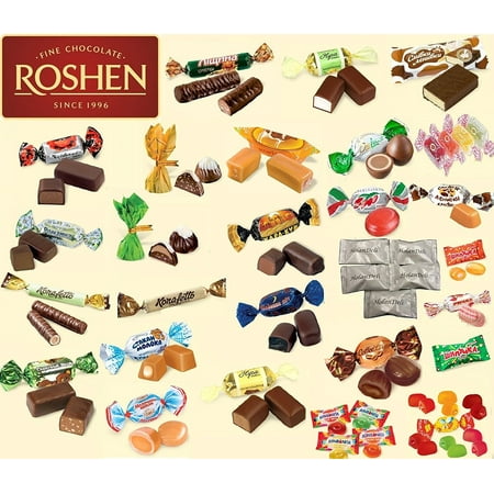Premium Ukrainian Assorted Candy and Chocolate Mix from Roshen. 2 lb. (23 types of different candy). Includes Our Exclusive HolanDeli Chocolate Mints.