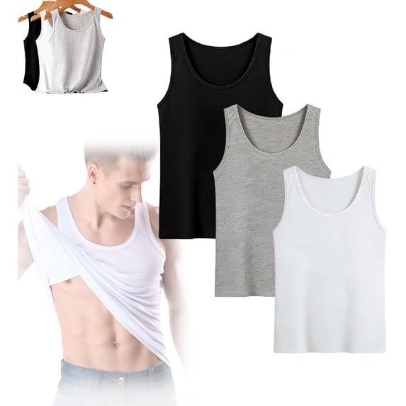Premium Ultra-Soft Cotton Fitted Tank 3 Pack, Breathable Stretchy Sleeveless Tanktop, Everyday and Fitness Wear