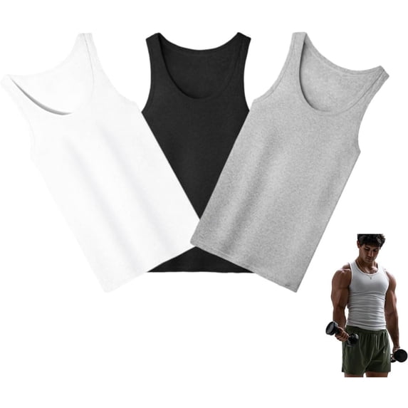 Premium Ultra-Soft Cotton Fitted Tank 3 Packs, Breathable Stretchy Casual Undershirts, for Everyday