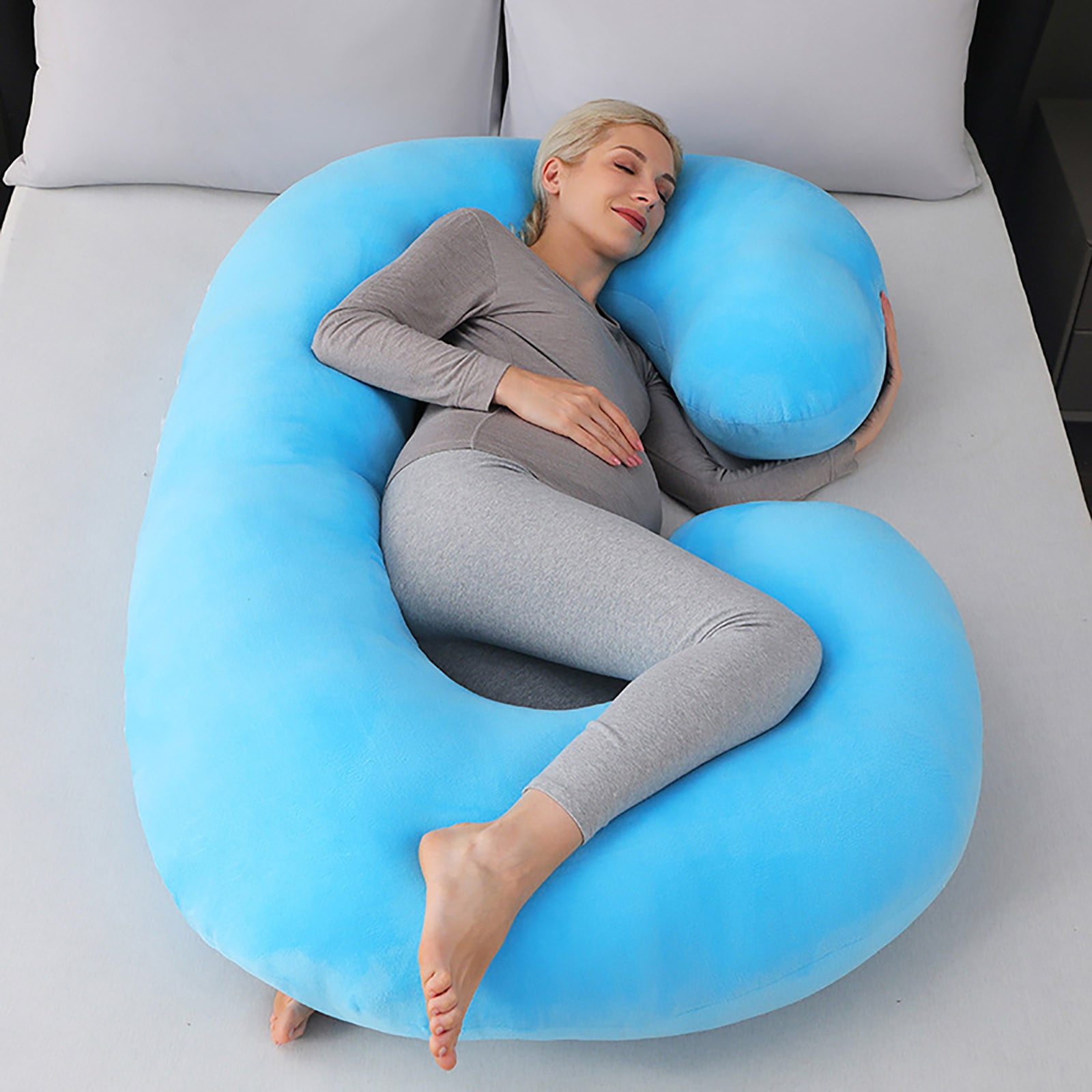 Premium Ultra Soft Pregnancy Pillow, C Shaped Full Body Pillow Maternity Pillow for Women 51.2 inch, Pregnancy Pillows for Sleeping Pregnant Must Have with Jersey Removable Cover