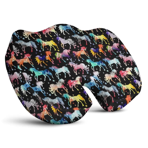 Premium Unicorn Pattern Memory Foam Seat Cushion Ergonomic Chair Pad for Office Chair, Car, Airplane & Bleachers Sciatica, Tailbone Hip & Back Pain Relief - Chair Cushion for Long Office Workers.
