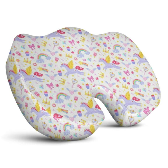 Premium Unicorn Pattern Memory Foam Seat Cushion Ergonomic Chair Pad for Office Chair, Car, Airplane & Bleachers Sciatica, Tailbone Hip & Back Pain Relief - Chair Cushion for Long Office Workers.