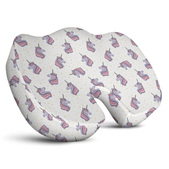 Premium Unicorn Pattern Memory Foam Seat Cushion Ergonomic Chair Pad for Office Chair, Car, Airplane & Bleachers Sciatica, Tailbone Hip & Back Pain Relief - Chair Cushion for Long Office Workers.
