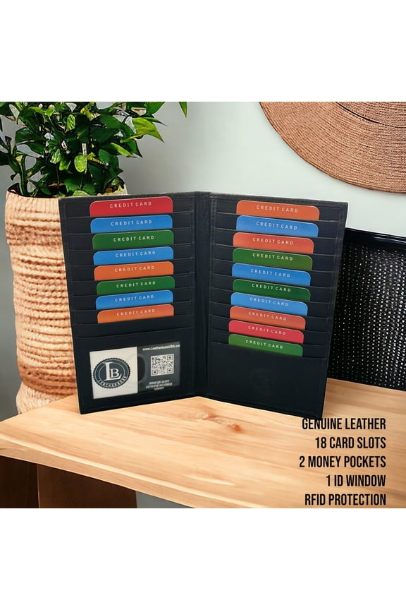 Premium Unisex Leather Long Card Holder Wallet: Stylish, Slim Design with Multiple Card Slots and Bill Compartments