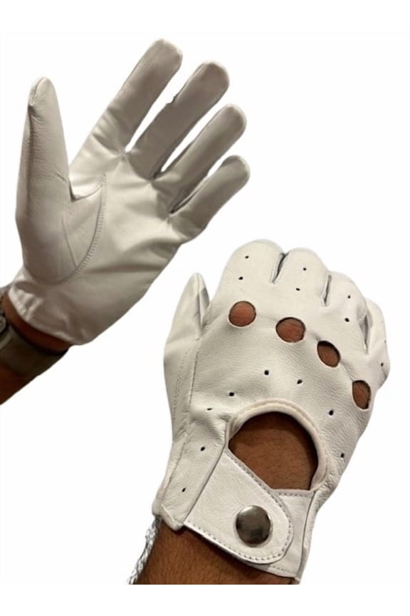 Premium Unisex Thin Unlined Leather Gloves with Police Style Holes, Soft Sheep Genuine Leather Comfortable Handwear