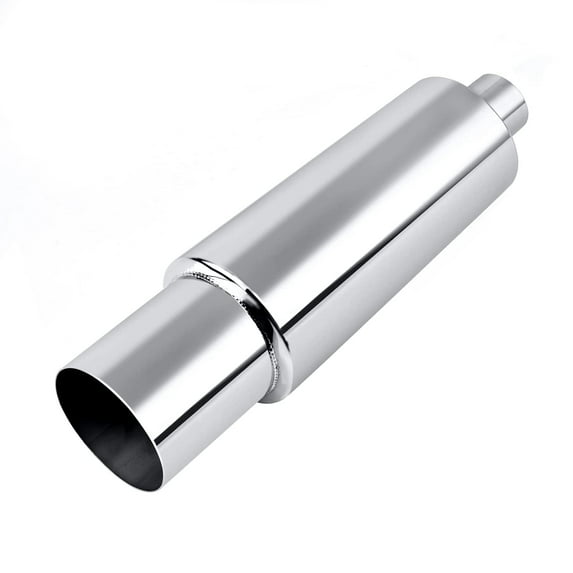 Premium Universal Stainless Steel Exhaust Muffler with 18.5" Non Burnt Exhaust Tip 2.5" Inlet, 4" Outlet