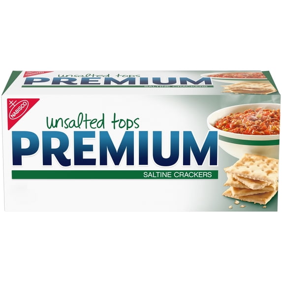 Premium Unsalted Tops Saltine Crackers, Lunch Snacks, 16 oz