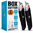 thumbnail image 1 of Premium Utility Knife Set | Retractable Box Cutter with Rubber Handle Heavy-Duty Cutting for Cardboard, Carpet, Plastic Blade Iludes 2 Razor Knives & Extra Blades, 1 of 6