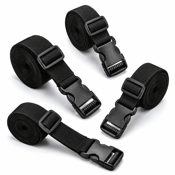 Premium Utility Straps with Quick Release Buckle Adjustable Short Nylon Lashing Straps for Backpack Tactical Lashings Camping Gear Sleeping Bag Mattress and More(Black 4Pcs/6.5ft)