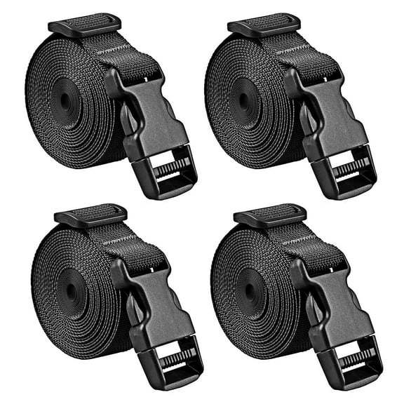 Premium Utility Straps with Quick Release Buckle Adjustable Short Nylon Lashing Straps for Backpack Tactical Lashings Camping Gear Sleeping Bag Mattress and More(Black 4Pcs/6.5ft)