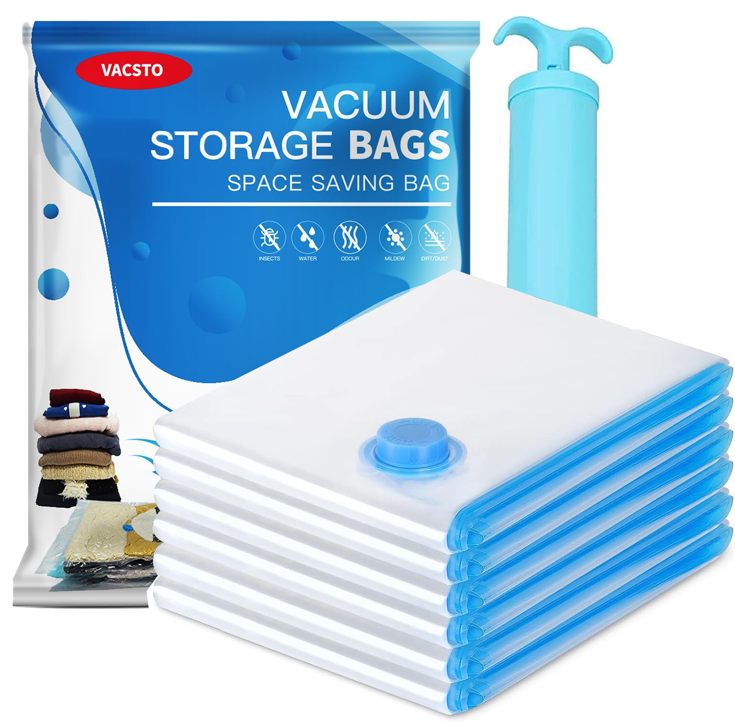 VELMADE Vacuum Storage Bags Jumbo Cube 6 Pack, Space Saver Bags Extra Large Vacuum Seal Bags for Comforters Blankets Clothes (3 Jumbo 3 Medium), Closet