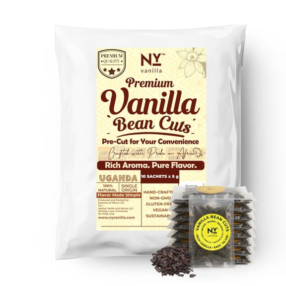 Premium Vanilla Bean Splits/ Cuts, 10 Pack* 5g, Pre-cut Vanilla Beans Grade B for Making Extract & Baking, Non-GMO. by NY Vanilla