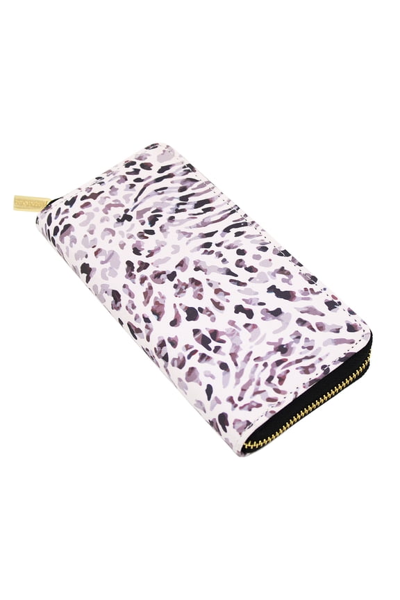 Premium Vegan Leather Animal Print Continental Zip Around Wallet