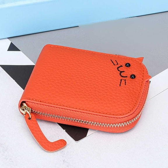 Premium Vegan Leather Wallet Women - Ultra Slim Bifold Design with Quilted Pattern, ID Window & Zippered Coin Pocket, Fashion Accessory Gift,D-Orange