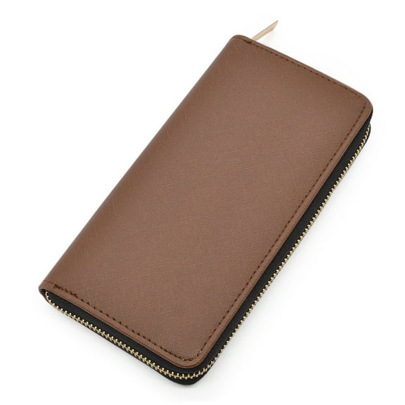 Premium Vegan Saffiano Leather Continental Zip Around Wallet