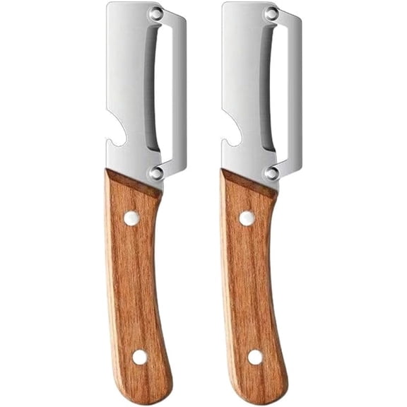 Premium Vegetable Peeler with Wooden Handle and Bottle Opener, 2-in-1 Multi-Functional Stainless Steel Blade Kitchen Tool, Handheld Fruit Peeler for Apple,Potato,Papaya,Carrot,Zucchini,Slicer(2 PACK)