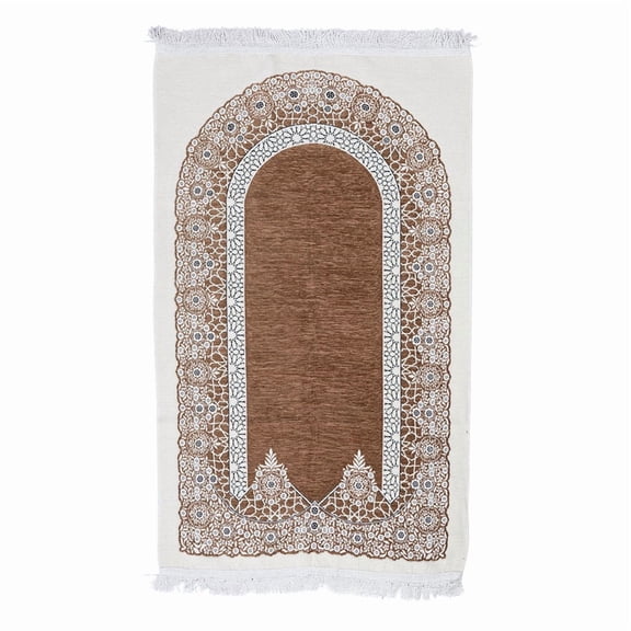 Premium Velvet Islamic Prayer Rug Classic Mihrab Design | Soft, Elegant & Travel-Friendly