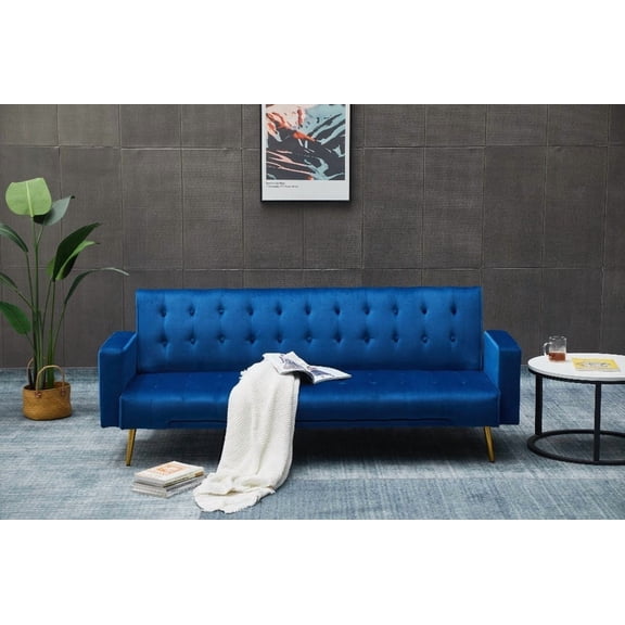 Premium Velvet Sofa Bed - DarkBlue for Small Spaces