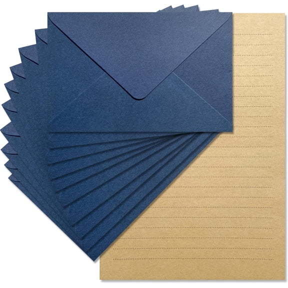 Premium Velvet-Touch Stationery Set, Unique Design with 24 Writing Sheets and 12 4×6 Envelopes, Elegant Kit for Love Letters and Party Invitations, Blue