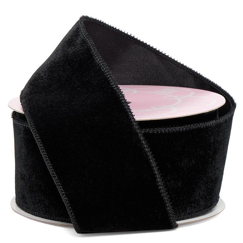 Premium Velvet Wired Ribbon – 2.5" x 10 Yards, Black