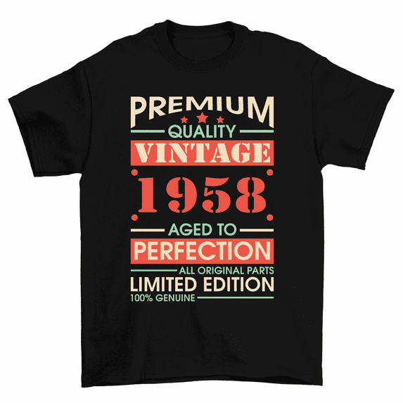 Premium Vintage 1958 Aged To Perfection 65th Birthday T-Shirt Men Women