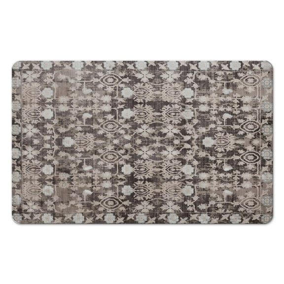 Premium Vintage Bathroom Runner Rug, Non-Slip & Soft, Gray, Machine Washable, 20x32 in, Oriental Kitchen Rug, Suitable for Hallways, Bedrooms & Kids Room, with Traditional Tribal Floral Design