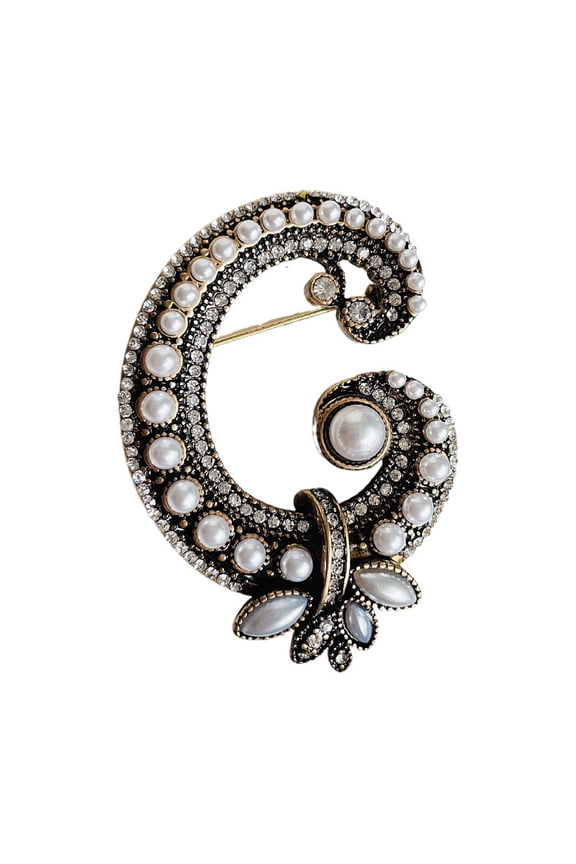 Premium Vintage Letter G Brooch New Small Fragrance Luxury Accessories Faux Pearl Pin For Women