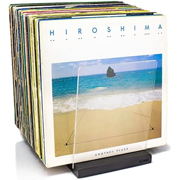Premium Vinyl Record Rack - a Mid-Century Style Record Holder for Albums, 60-70 LP Capacity - Complements Any Record Player (Black)