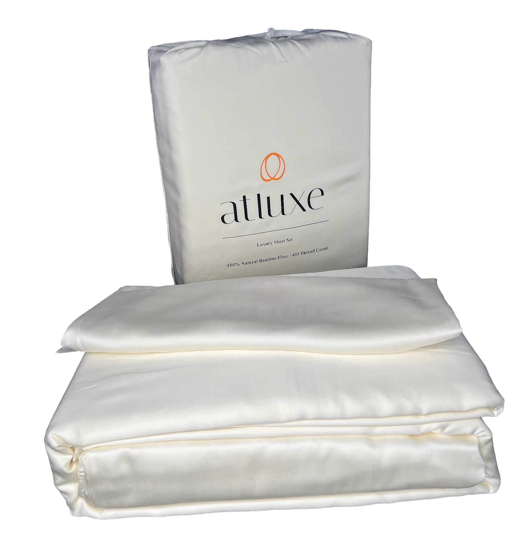 Atluxe Premium Viscose Bamboo Sheet. 4 Piece Luxury Bedding Set. Ivory