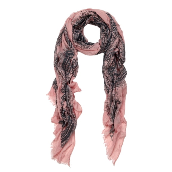 Premium Viscose Vintage Paisley Print Frayed End Scarf