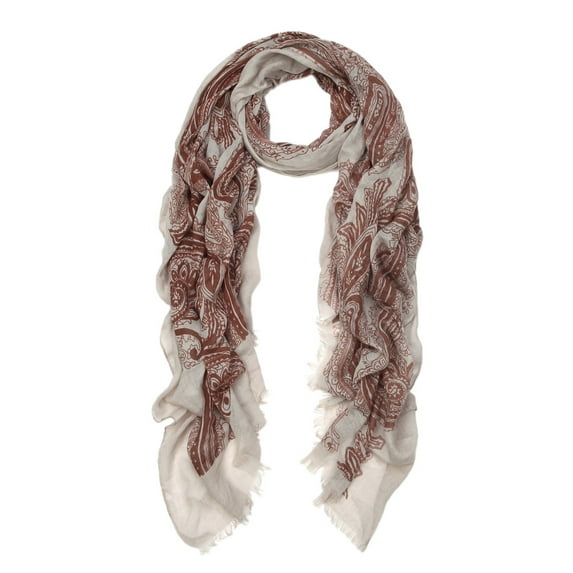 Premium Viscose Vintage Paisley Print Frayed End Scarf