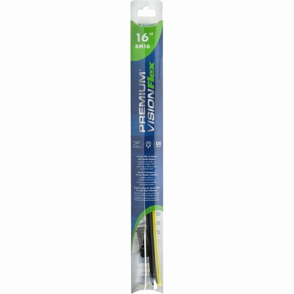 Premium Vision Beam Wiper Blade BM16 | Fits various models of Toyota, Nissan, Honda, Dodge, Subaru, Hyundai, Subaru, Kia, Jeep, Chrysler, Ford, Chevrolet, Kia, Mazda, Acura, Lexus, BMW, Buick