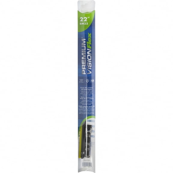 Premium Vision Beam Wiper Blade BM22 | Fits various models of Chevrolet, Ford, GMC, Honda, Jeep, Ram, Toyota, Volkswagen, Lexus, Dodge, Mercedes-Benz, Cadillac, Mercury, Nissan, Buick, Lincoln