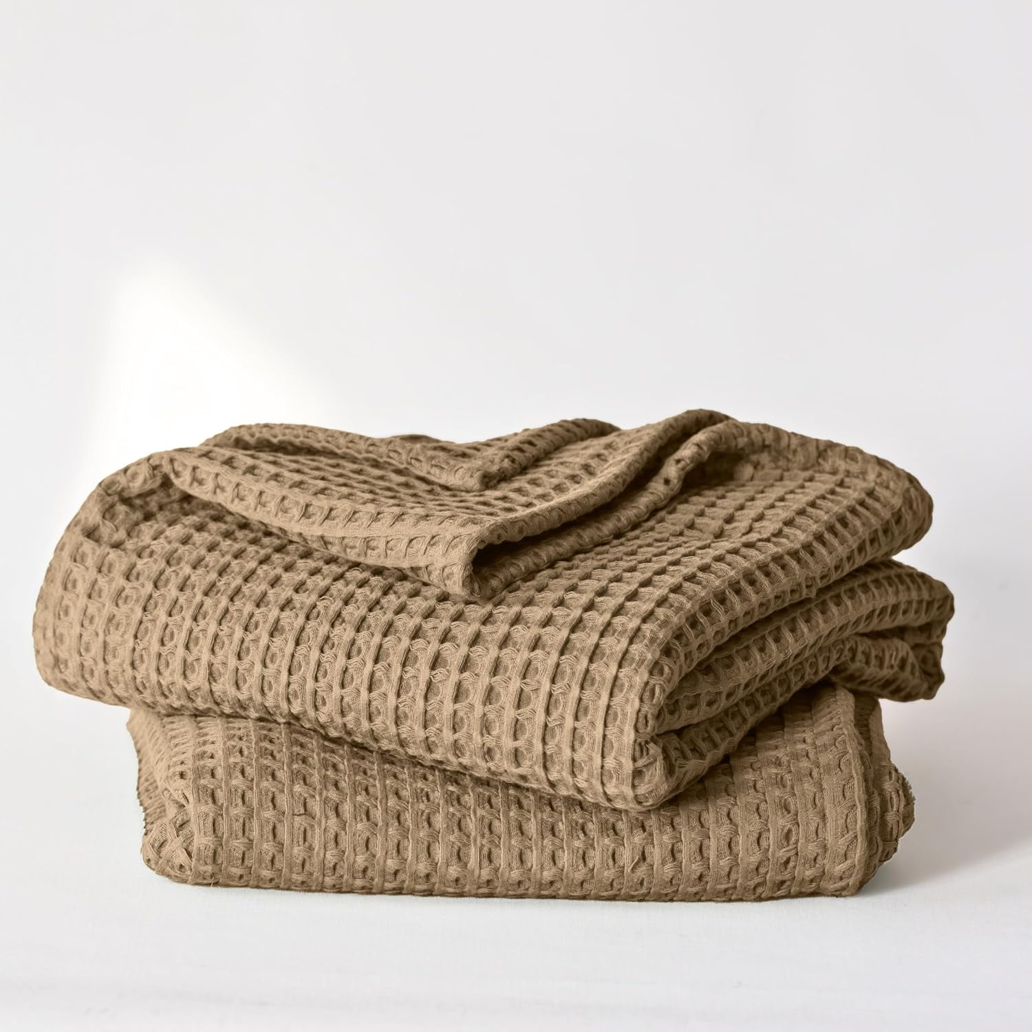 Premium Waffle Bath Sheet Towels Pack of 2 Extra Large 35x71 inch - 100% Turkish Cotton, Waffle Weave, Quick Dry, Lint Free, Light, Thin, Oversized Bath Towel (Brown, Set of 2 Bath Towels)