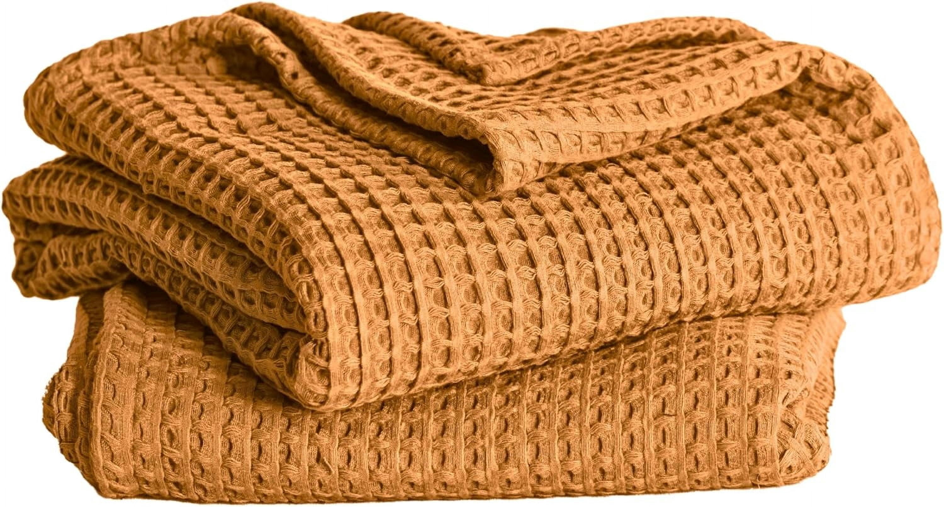 Premium Waffle Bath Towels Pack of 2 Extra Large 35x71 inch - 100% Turkish Cotton, Waffle Weave, Quick Dry, Lint Free, Oversized, Thin Bath Sheet Towel (Caramel, Set of 2 Bath Towels)