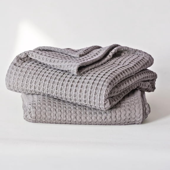 Premium Waffle Bath Towels Pack of 2 Extra Large 35x71 inch - 100% Turkish Cotton, Waffle Weave, Quick Dry, Lint Free, Oversized, Thin Bath Sheet Towel (Gray, Set of 2 Bath Towels)