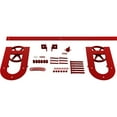 thumbnail image 1 of Premium Wagon Wheel Horseshoe Barn Door Hardware Set W/ 5' 4" Track For 1 3/4" Doors, Regal Red, 1 of 16