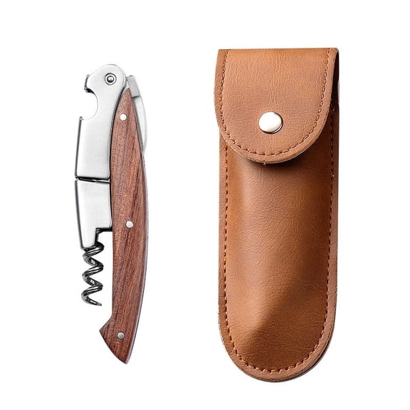 Premium Waiters Corkscrew, Stainless Steel Wine Opener with Rosewood Pull Tap Handle Bottle Opener and Serrated Foil Cutter by