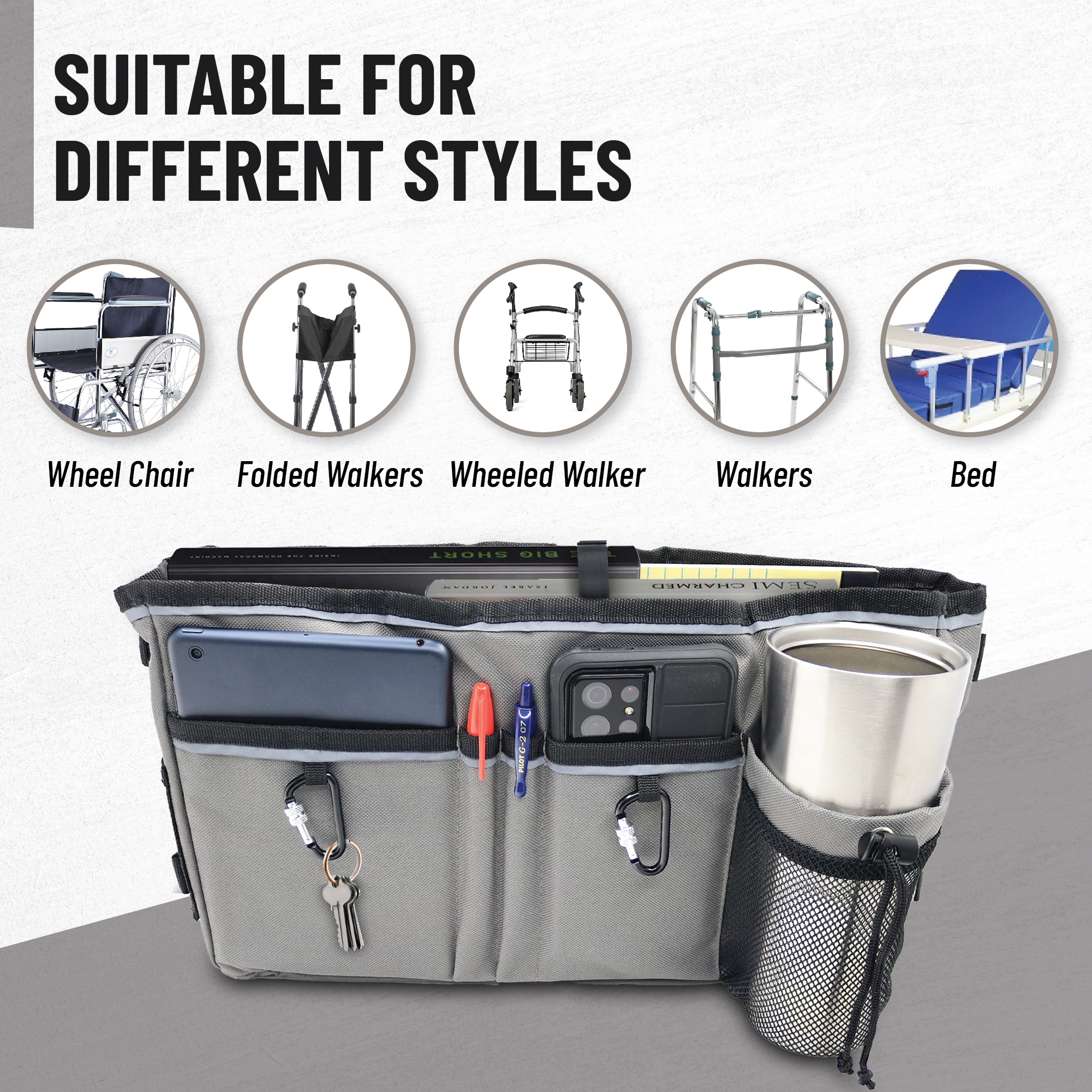 Premium Walker Bag for Convenience & Style Mobility Organizer for