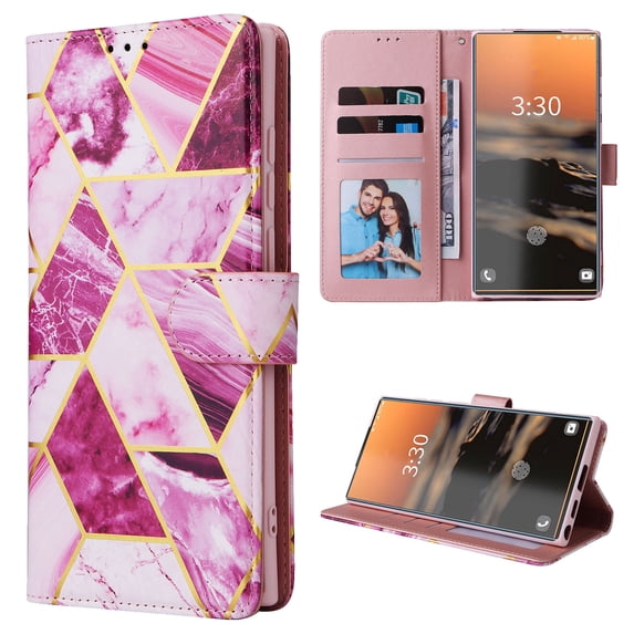 Premium Wallet Case for Samsung Galaxy A53 5G, Marble Pattern PU Leather Shockproof Wrist Strap Handbag Flip Cover with Card Slots Holder Kickstand Case for Samsung Galaxy A53 5G, Purple
