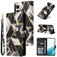 thumbnail image 1 of Premium Wallet Case for Samsung Galaxy S23 Plus, Marble Pattern PU Leather Soft Silicone Shockproof Wrist Strap Handbag Flip Cover with Magnetic Clasp Card Slots Holder Kickstand Case, Black, 1 of 8